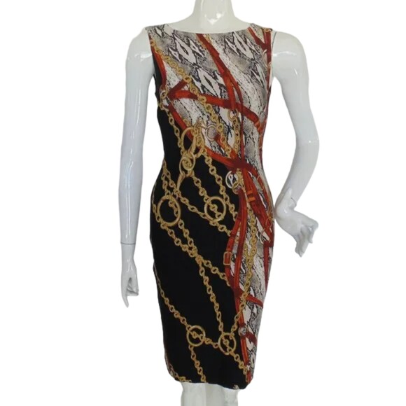 CACHE Lux Print Dress, S, Black/Snakeskin, Pull over, Sleeveless, Stretch - Picture 1 of 14